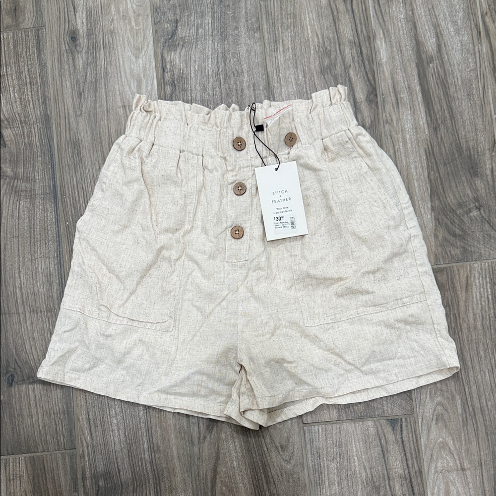 Elegant Beige High-Waisted Women's Shorts